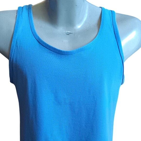 Vintage Men's Tank Top Medium Single Stitch Fruit Of The Loom 1980's USA Blue - Picture 1 of 6